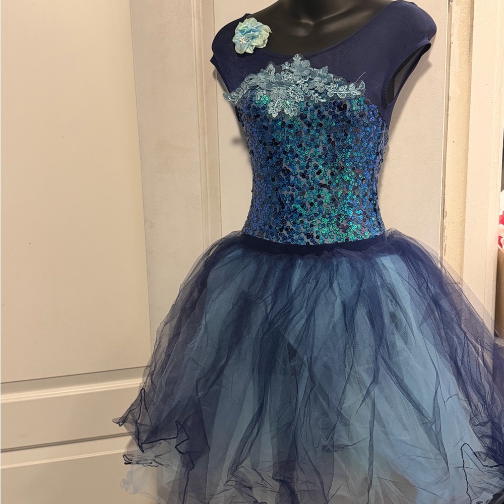 Wish Navy and Teal Sequin Tulle Party Dress